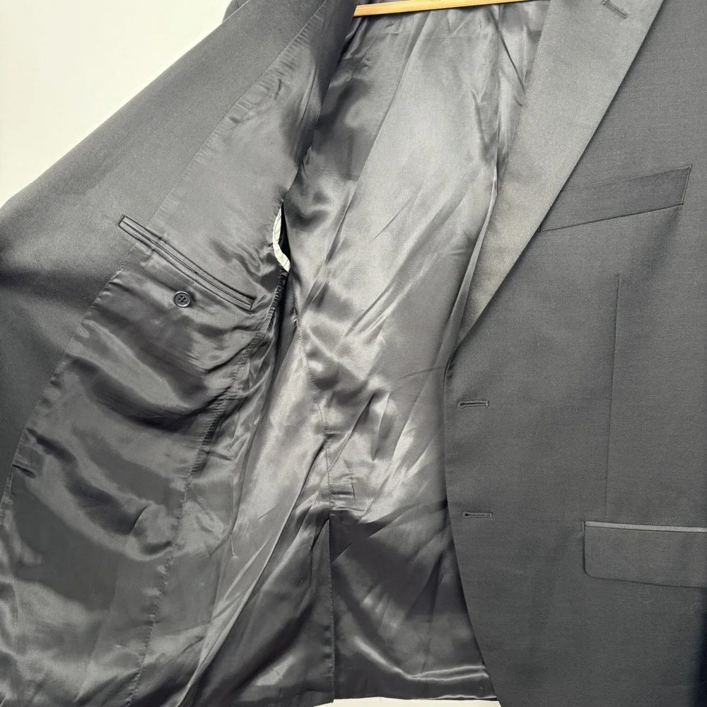 Lauren Ralph Lauren Mens Black 100% Wool Tuxedo Suit 40S Peak Lapel Suspenders